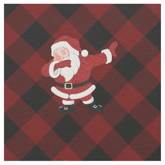 Dabbing Red Pset Santa Claus | Fun Rustic Buffalo Stof (Close Up)