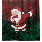 Dabbing Red Santa Claus | Fun Holiday XMAS Humor Douchegordijn (Voorkant)