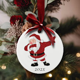 Dabbing Red Santa Claus | Fun Holiday XMAS Humor Keramisch Ornament
