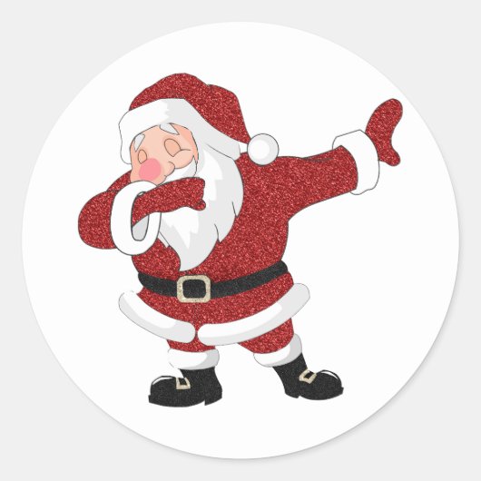 Dabbing Red Santa Claus | Fun Holiday XMAS Humor Ronde Sticker (Voorkant)
