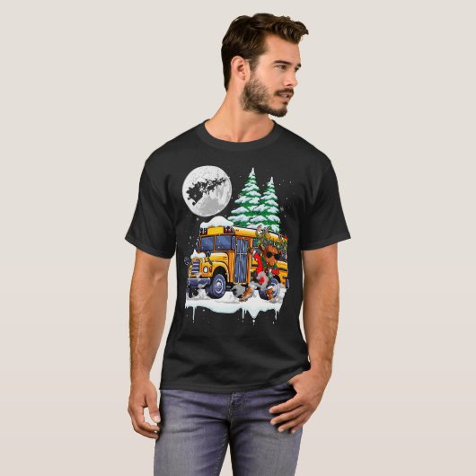 Dabbing Reindeer On School Bus Christmas Driver Lo T-shirt (Voorkant volledig)