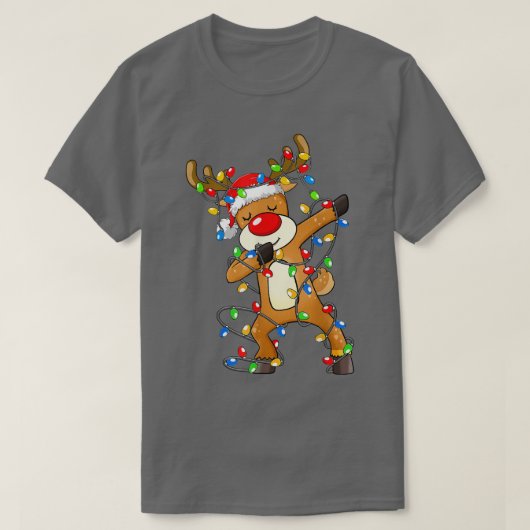 Dabbing Reindeer Santa Kerstmis Kinder jongens Man T-shirt (Design voorkant)