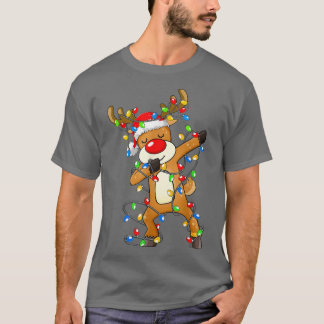 Dabbing Reindeer Santa Kerstmis Kinder jongens Man T-shirt