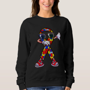 Dabbing Ribbon Puzzle Piece Autistic Autisme Aware Trui