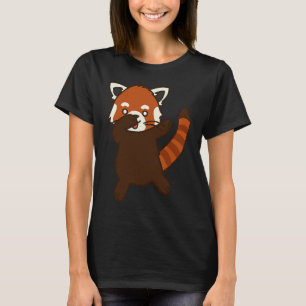 Dabbing Rode Panda Wilde Dieren Kleine Panda Rood T-shirt