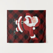 Dabbing Rode Plaid Kerstman | Leuke Rustieke Buffa Wandkleed (Voorkant (horizontaal))