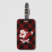 Dabbing Rode Plaid Kerstman | Pret Rustieke Buffal Bagagelabel (Voorkant (verticaal))