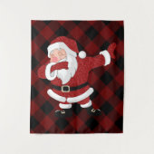 Dabbing Rode Plaid Kerstman | Pret Rustieke Buffal Wandkleed (Voorkant)