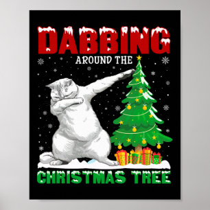 Dabbing rond de kerstboom Perzische kat Kerstmis Poster