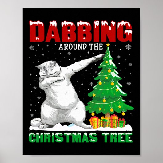 Dabbing rond de kerstboom Perzische kat Kerstmis Poster (Voorkant)