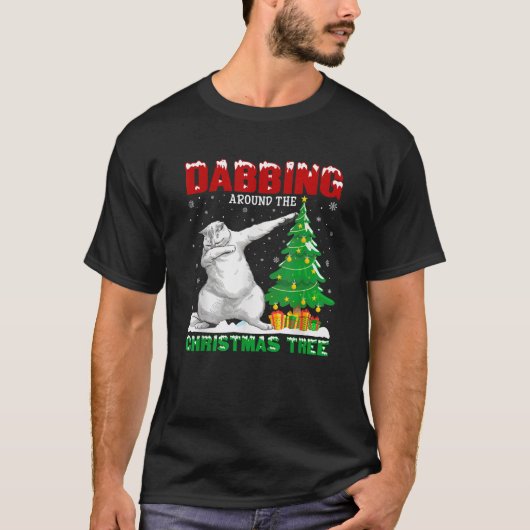 Dabbing rond de kerstboom Perzische kat Kerstmis T-shirt (Voorkant)