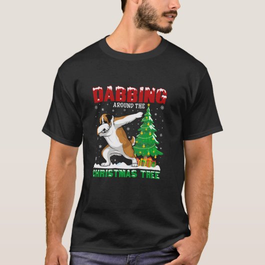 Dabbing rond de kerstboom Saint Bernard Do T-shirt (Voorkant)
