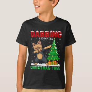 Dabbing rond de kerstboom Yorkie Dog Xmas T-shirt