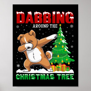 Dabbing rond de kerstboom Zuchon Dog Xmas Poster