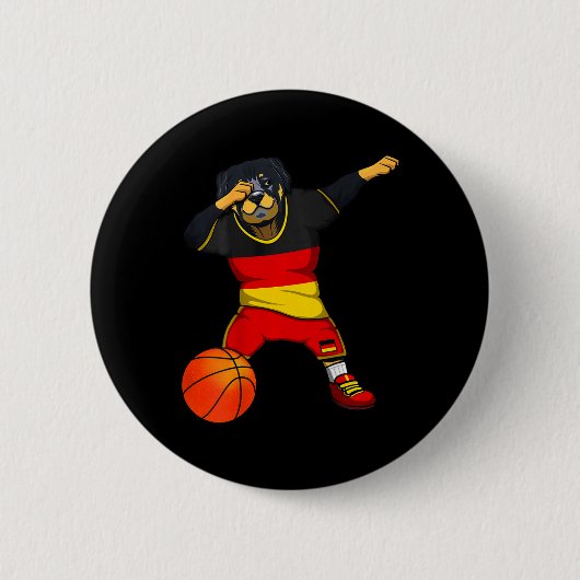 Dabbing Rottweiler Germany Jersey German Sketll Lo Ronde Button 5,7 Cm (Voorkant)