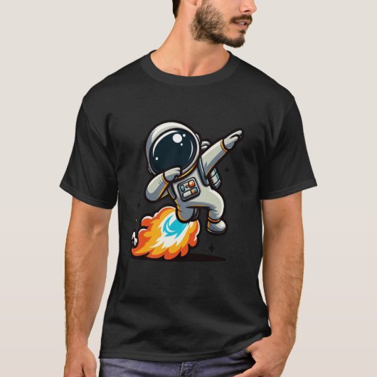Dabbing Ruimtevaarder met Jetpack Grappig ontwerp T-shirt (Voorkant)