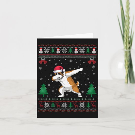 Dabbing Saint Bernard Dog Santa Hat Jongens Meisje Kaart (Voorkant)