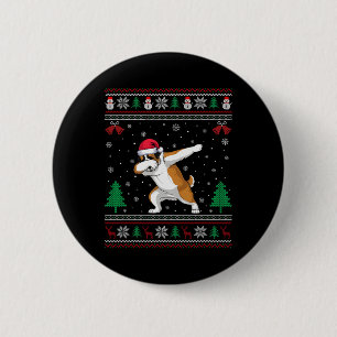 Dabbing Saint Bernard Dog Santa Hat Jongens Meisje Ronde Button 5,7 Cm