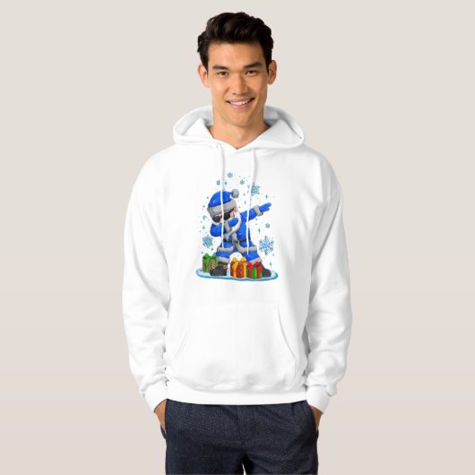 Dabbing Santa- Blue & Silver Snowflake Christmas  Hoodie (Voorkant volledig)