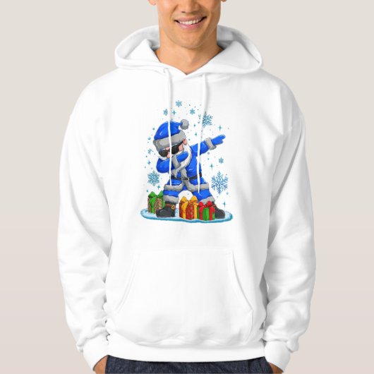 Dabbing Santa- Blue & Silver Snowflake Christmas  Hoodie (Voorkant)