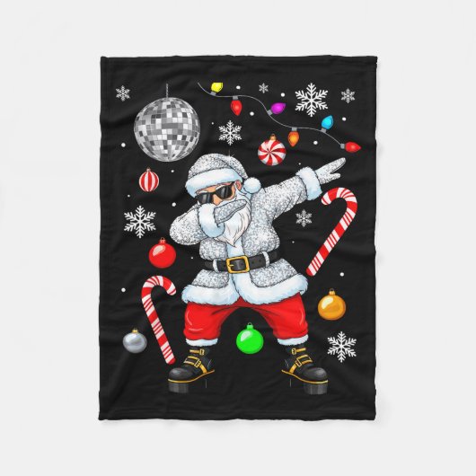 Dabbing Santa Christmas Disco Retro 70s 80s Vibes Fleece Deken (Voorkant)