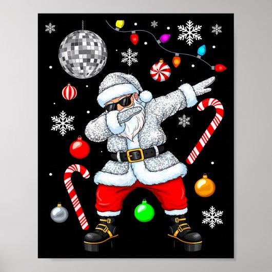 Dabbing Santa Christmas Disco Retro 70s 80s Vibes  Poster (Voorkant)