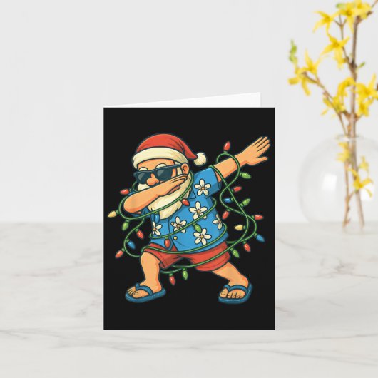 Dabbing Santa Christmas in juli 2025 Jongens Hawai Kaart (Gele Bloem)