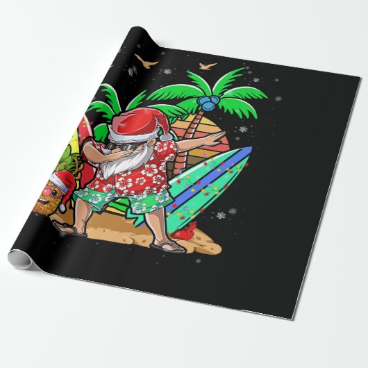 Dabbing Santa Christmas in July Kids Hawaiian Cadeaupapier (Uitgerold)
