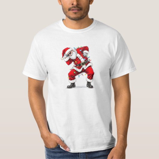 ​Dabbing Santa Christmas Lights Dance T-shirt (Voorkant)