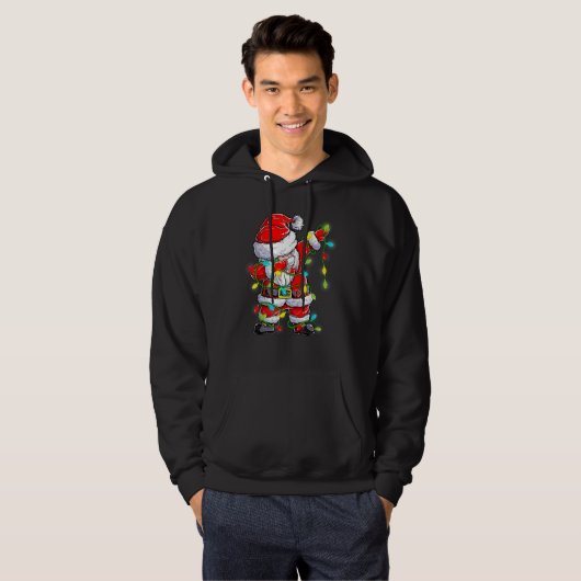 Dabbing Santa  Christmas Tree Lights Happy Xmas 3 Hoodie (Voorkant volledig)