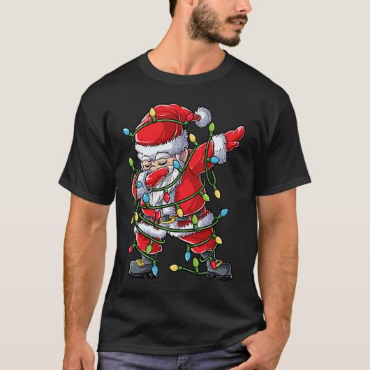 Dabbing Santa Christmas Tree Lights Xmas  Boys Kid T-shirt (Voorkant)