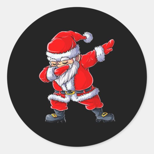 Dabbing Santa Claus Christmas Boys Men Funny Xmas Ronde Sticker (Voorkant)