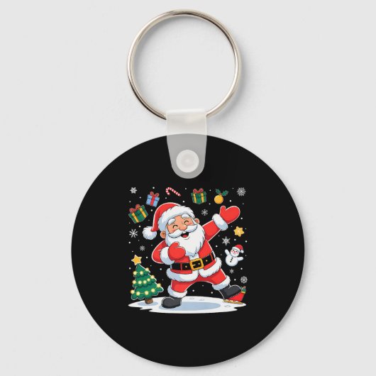 Dabbing Santa Claus Christmas Holiday Boys Kids Da Sleutelhanger (Voorkant)