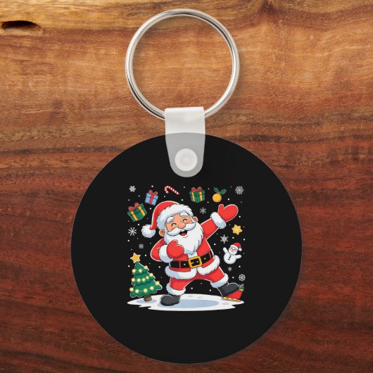 Dabbing Santa Claus Christmas Holiday Boys Kids Da Sleutelhanger (Voorkant)