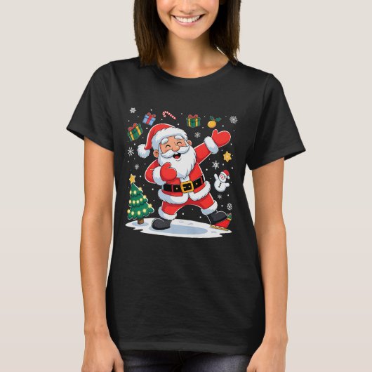 Dabbing Santa Claus Christmas Holiday Boys Kids Da T-shirt (Voorkant)