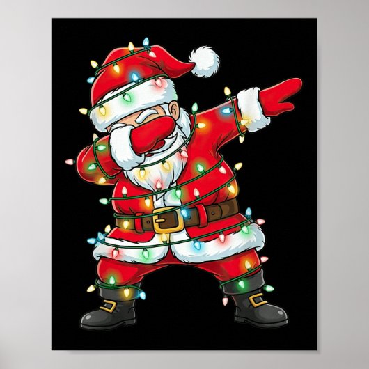 Dabbing Santa Claus Christmas Lights Xmas Dab Men  Poster (Voorkant)