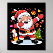 Dabbing Santa Claus Christmas Tree Lights Boys Kid Poster (Voorkant)