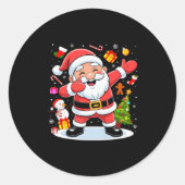 Dabbing Santa Claus Christmas Tree Lights Boys Kid Ronde Sticker (Voorkant)