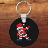 Dabbing Santa Claus Christmas Tree Lights Boys Kid Sleutelhanger (Voorkant)