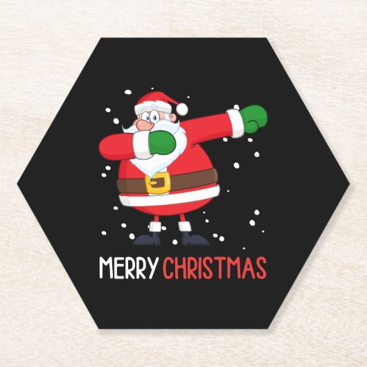 Dabbing Santa Claus Dab Dap Kerstmis Kartonnen Onderzetters (Voorkant)