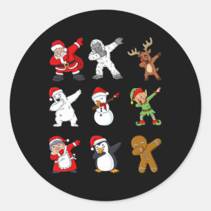 Dabbing Santa Claus en Friends Kerstboys Gir Ronde Sticker