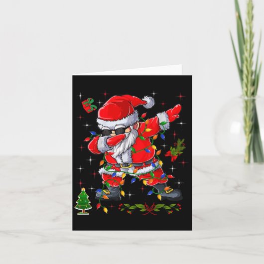 Dabbing Santa Claus kerstboomlampjes Kind Kaart (Voorkant)