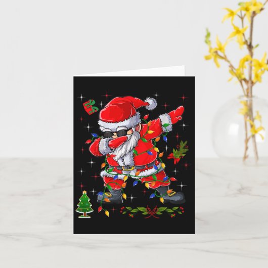 Dabbing Santa Claus kerstboomlampjes Kind Kaart (Gele Bloem)