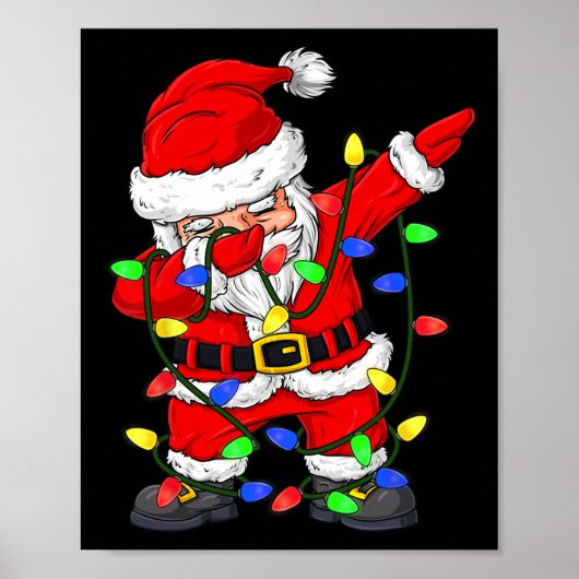 Dabbing Santa Claus kerstboomlampjes Kind Poster (Voorkant)