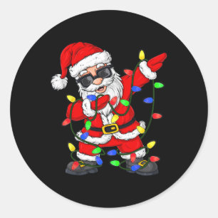 Dabbing Santa Claus kerstboomlampjes Kind Ronde Sticker