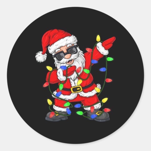 Dabbing Santa Claus kerstboomlampjes Kind Ronde Sticker (Voorkant)