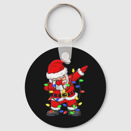 Dabbing Santa Claus kerstboomlampjes Kind Sleutelhanger (Voorkant)