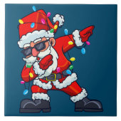 Dabbing Santa Claus kerstboomlampjes Kind Tegeltje (Voorkant)