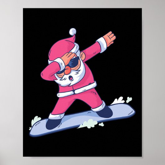 Dabbing Santa Claus Snowboarding Gift voor jongens Poster (Voorkant)