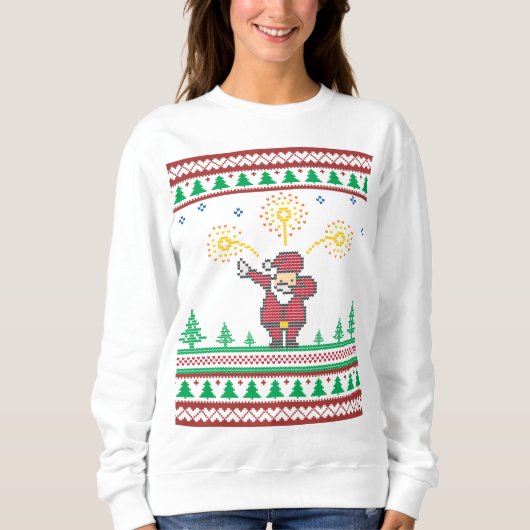 Dabbing Santa Claus Ugly KerstSweater Trui (Voorkant)